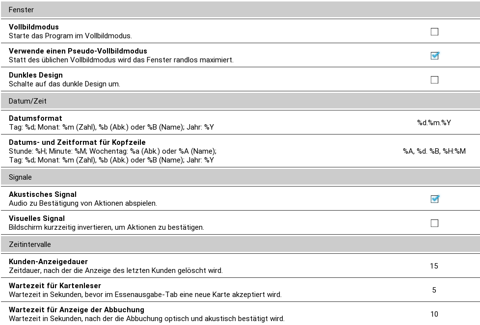 Einstellungen Allgemein