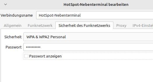 Hotspot WLAN Passwort festlegen