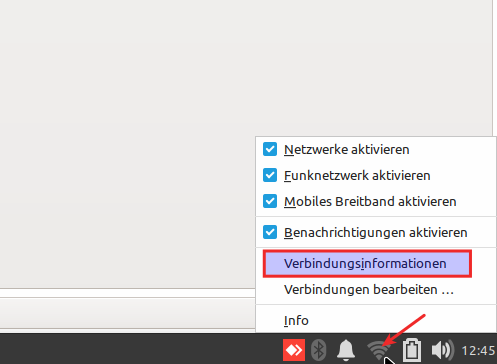 Verbindungsinformationen Anzeigen