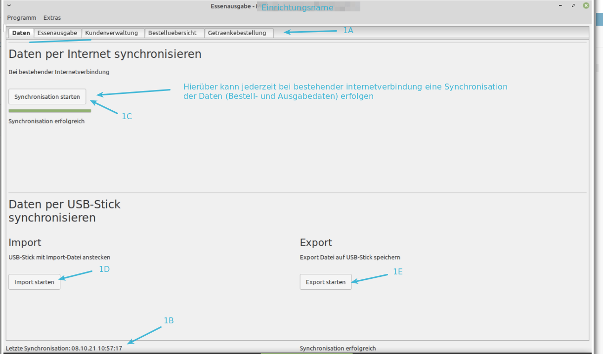 Ausgabeprogramm Anzeige nach Start, Synchronisation
