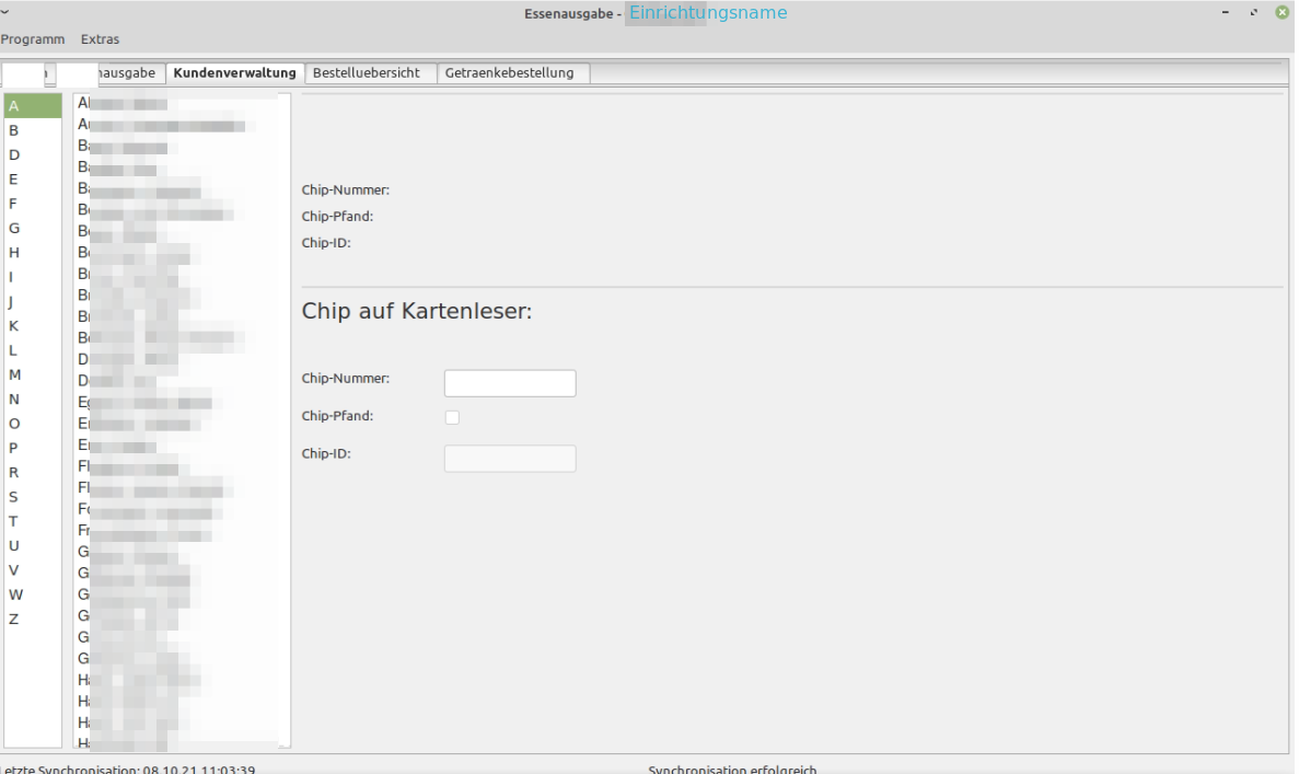 Ausgabeprogramm Anzeige Reiter Kundenverwaltung