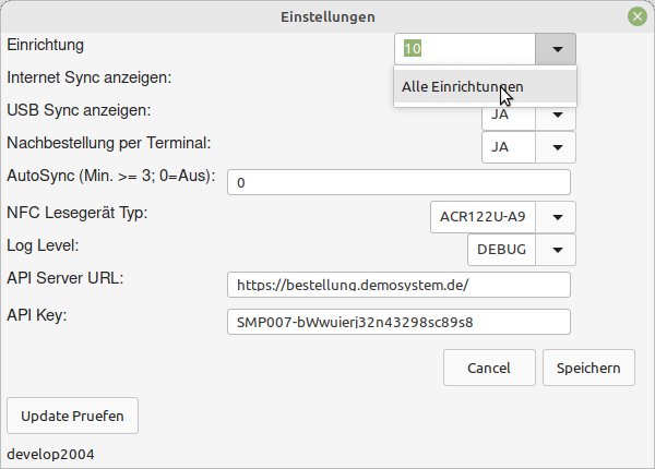 Einstellungen-Einrichtung