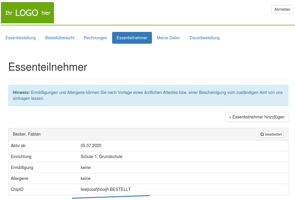 Chip bestellen Anzeige Bestellt
