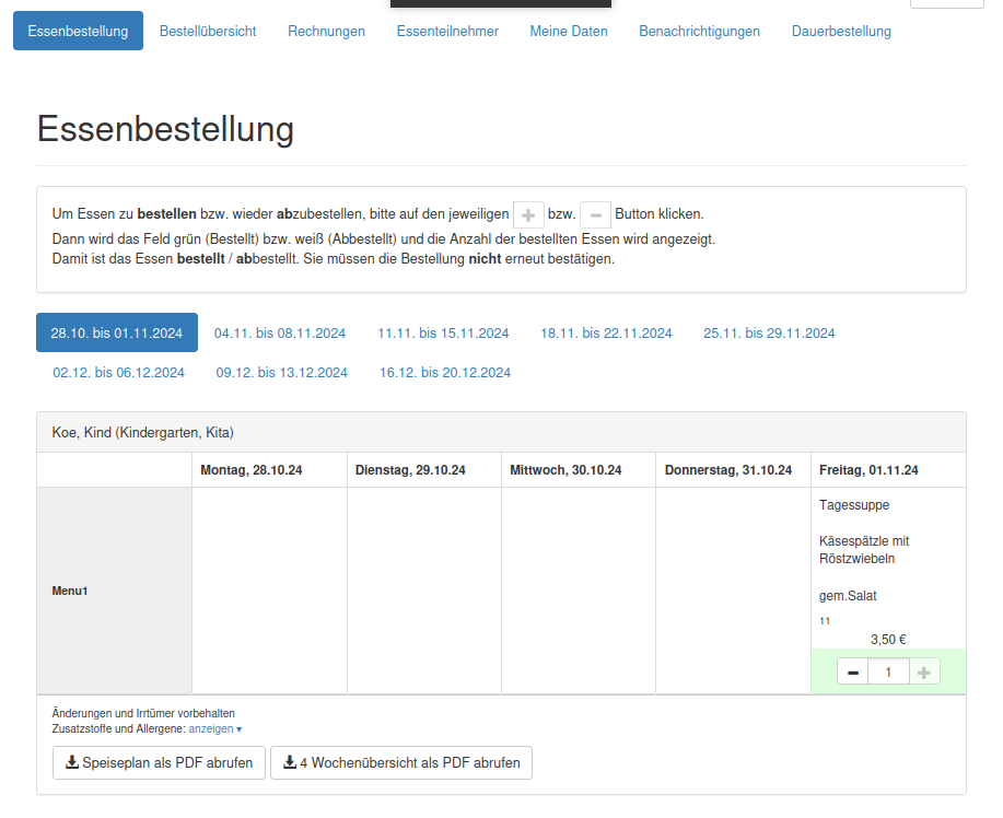 Bestellansicht