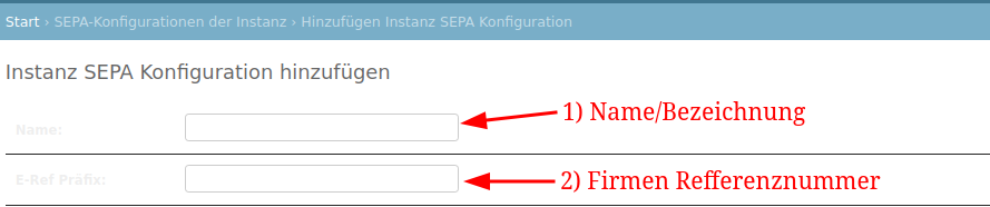 Instanz SEPA Konfiguration