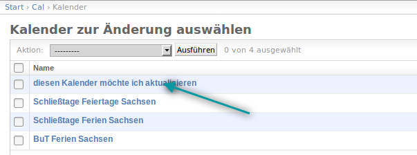 Kalenderauswahl