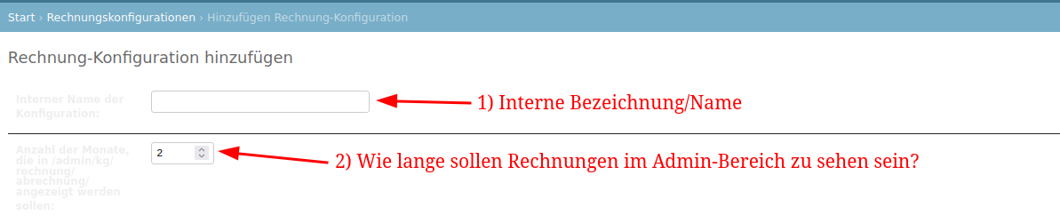 Rechnungsmodul Konfiguration