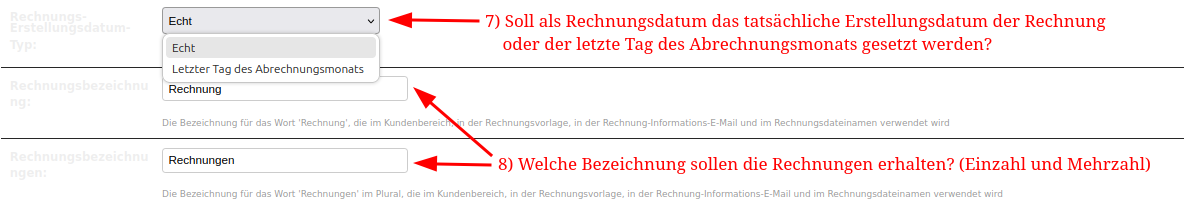Rechnungsmodul Konfiguration
