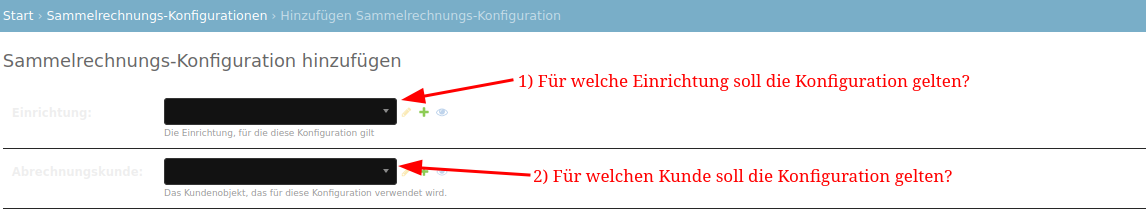 Sammelrechnung Konfiguration